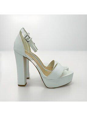 Elegant Collection Womens Size 5.5 White Bansy High Heels Sandals Ankle Strap